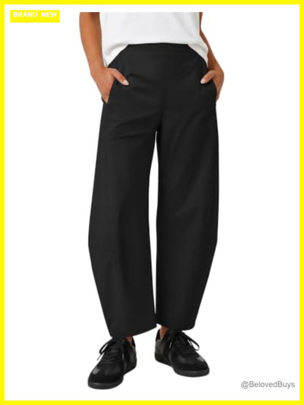 Women's Barrel Leg Travel Pants with Pockets Quick Dry Tapered Hem Cropped